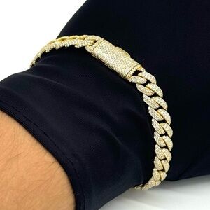 18K Gold Plated, 4.8CTW Moissanite Arc Miami Cuban Bracelet
